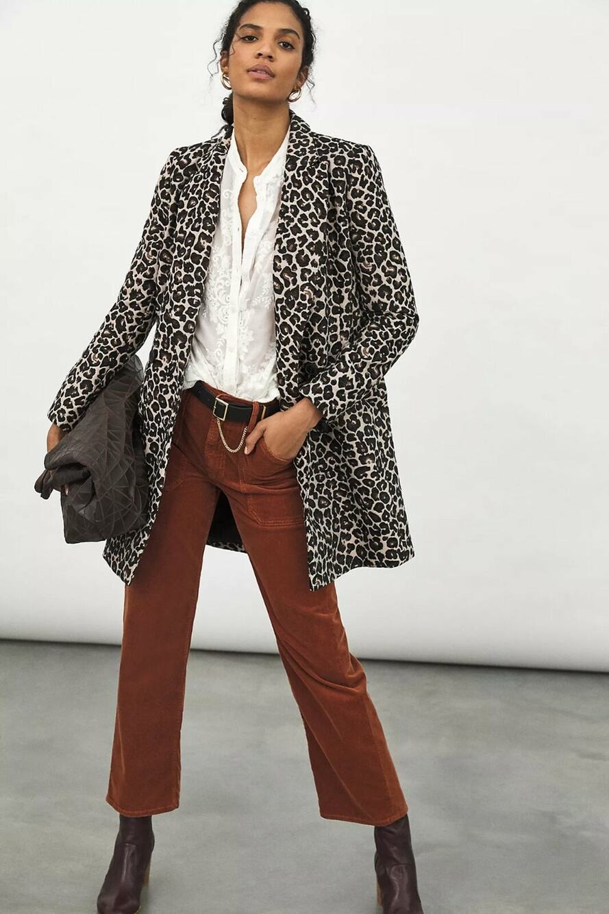 NEW Anthropologie $188 Gianna Longline Leopard Blazer Size 2